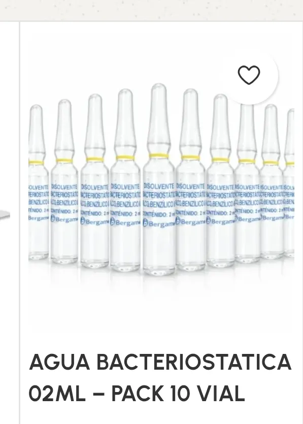 AGUA BACTERIOSTÁTICA 2ML ( 10 vial)